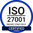 ISO 27001 zertifiziertes Abzeichen.