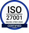 ISO 27001 zertifiziertes Abzeichen.